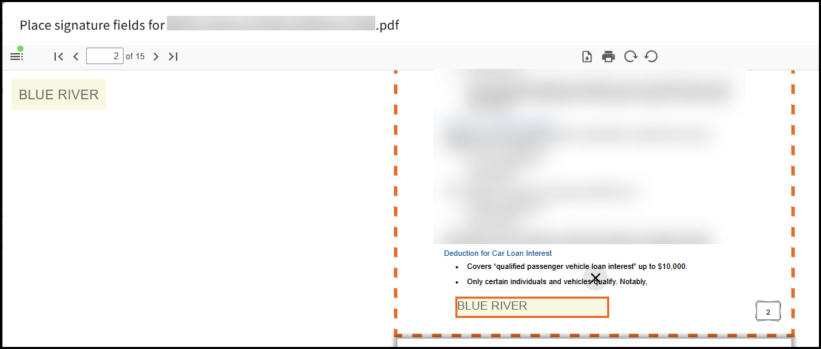 Place signature on form in desired location